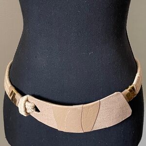 Vintage Beige Elastic Belt by Leather Shop